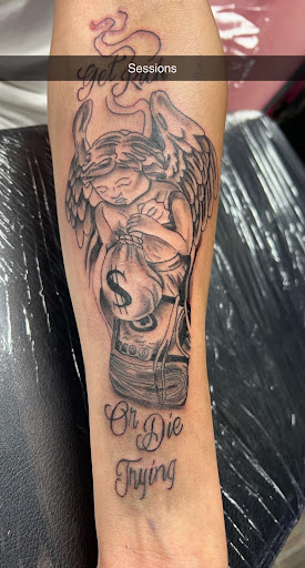 Explore haunted house tattoo ideas, creative tattoo ideas in Sioux Falls, available at Starry Eyed Studio