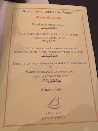 Loiseau des Vignes à Beaune menu