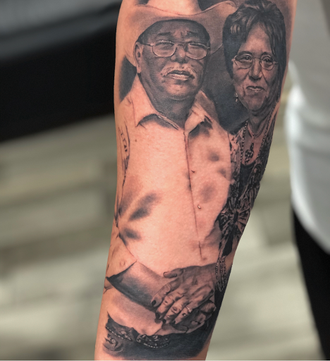 Explore sleeve tattoo filler ideas, creative tattoo ideas in San Antonio, available at Firme Copias Tattoo Studio