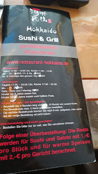 Menu / carte de Restaurant Hokkaido Sushi & Grill à Weil am Rhein