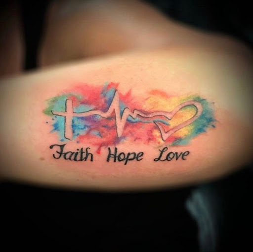 Explore heartagram tattoo ideas, creative tattoo ideas in Hollywood, available at Major Ink Studios