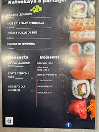 Menu / carte de Natsukaya à Biard