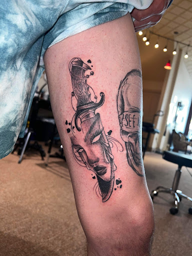 Explore yoga tattoo ideas, creative tattoo ideas in Sunbury, available at Knuckles & Needles Tattoo Parlor