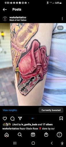 Explore cute witch tattoo ideas, creative tattoo ideas in Las Vegas, available at Work of Art Tattoo and Piercing