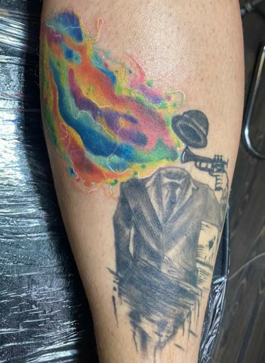 Explore chandelier tattoo ideas, creative tattoo ideas in Mckinney, available at Borrowed Time Fine Art Gallery Tattoo Shop