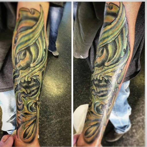 Explore womens chest tattoo ideas, creative tattoo ideas in Fulton, available at The Kings Head Tattoo Company