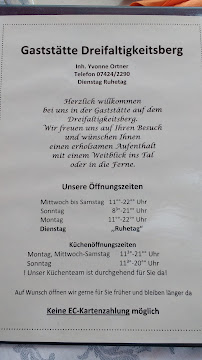Restaurant Gaststätte Dreifaltigkeitsberg à Spaichingen (la carte)