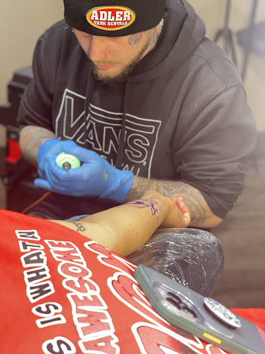 Explore calf sleeve tattoo ideas, creative tattoo ideas in Middleboro, available at Pushin Ink