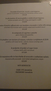 Restaurant italien Benedetta Restorante à Florence - menu / carte