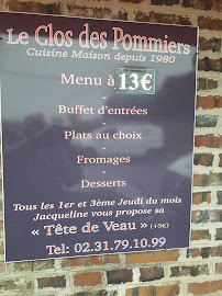 Restaurant français Clos des Pommiers à Gonneville-sur-Mer (la carte)