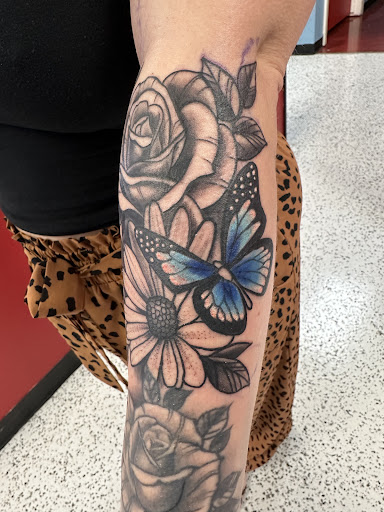 Explore tattoo ideas for cosmetologist, creative tattoo ideas in Houston, available at Rose & Dagger Tattoo