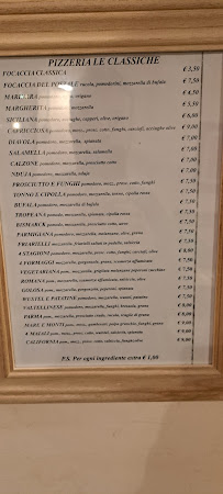 Menu du Trattoria pizzeria forno a legna à Milan