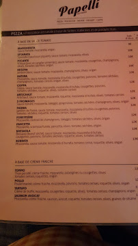 Papelli à Paris menu