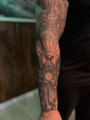 Explore moon tattoo ideas, creative tattoo ideas in Hudson, available at The Bohemian Social Club