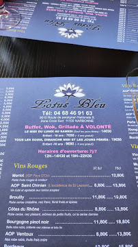 Le Lotus Bleu à Narbonne menu
