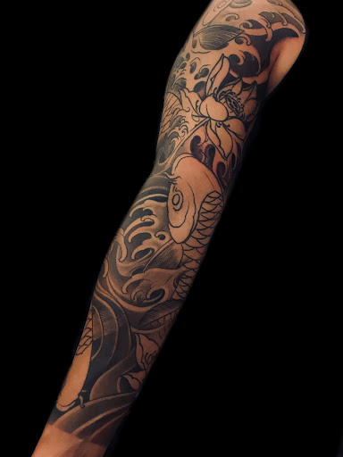 Explore cover up sleeve tattoo ideas, creative tattoo ideas in Fremont, available at Inkies Tattoo Studio