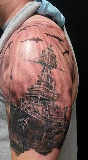 Explore black and grey realism tattoo ideas, creative tattoo ideas in Hudson, available at Synchronicity Tattoo Studio Llc