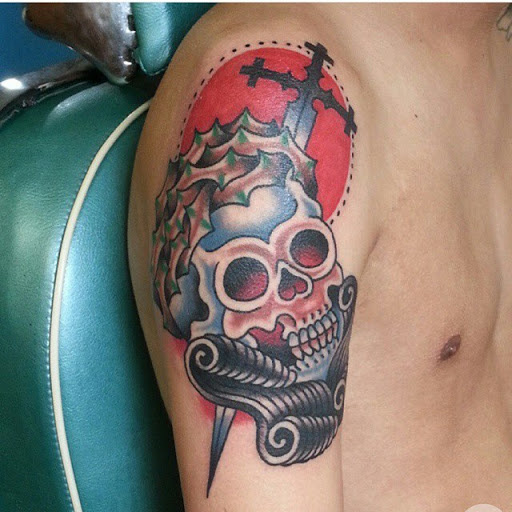 Explore moms name tattoo ideas for men, creative tattoo ideas in Temple, available at Lucky In Love Tattoo