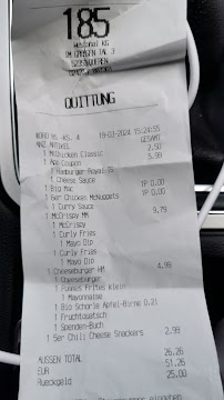 Carte du McDonald's à Düren