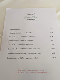 Menu du Gasthof Grüner Baum à Waldershof