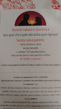 LA GRITTA - Ristorante Pizzeria Hotel Specialità di Pesce e Carne à Castel San Giovanni menu