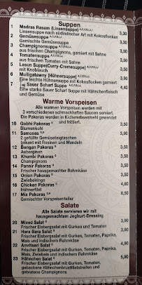 Taaj India à Berlin menu