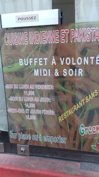 Restaurant Indien GREEN CHILI à Montceau-les-Mines carte