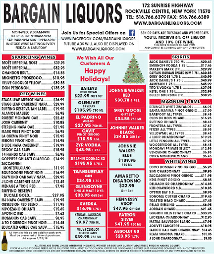 Liquor Store «Bargain Liquors», reviews and photos, 172 Sunrise Hwy, Rockville Centre, NY 11570, USA