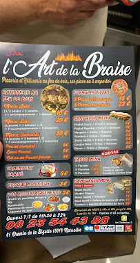 Pizzeria L'art de la Braise à Marseille (la carte)