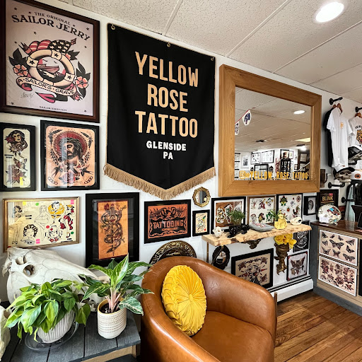 Explore pretty flower tattoo ideas, creative tattoo ideas in Glenside, available at Yellow Rose Tattoo