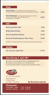 Carte du Restaurant Markgräflerhof à Lörrach