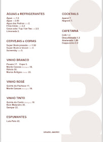 Menu / carte de BUCO à Porto