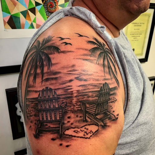 Explore tattoos on the thigh ideas, creative tattoo ideas in Strasburg, available at Champion Tattoo Company