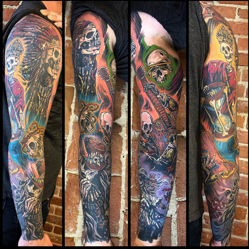 Find tattoo ideas on leg for your next unique tattoo in Buffalo at The Tilted Rose Tattoo