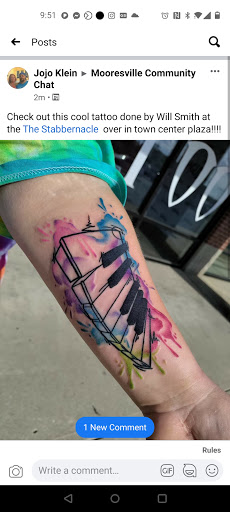 Explore banjo tattoo ideas, creative tattoo ideas in Mooresville, available at The Stabbernacle Tattoo and Piercing Studio