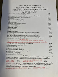 Menu / carte de Nems Saigon à Ambert