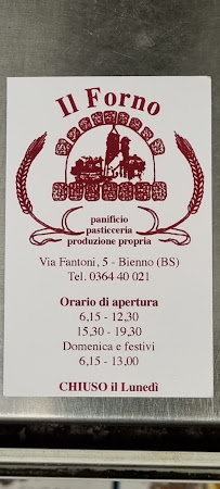 Menu du Il Forno di Panteghini e Bontempi à Bienno