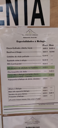 Carte du Refúgio do Drinks à Aveiro