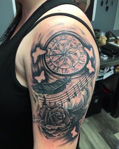Explore cover up ideas for big tattoos, creative tattoo ideas in Greenfield, available at Tattoos In Time Studio