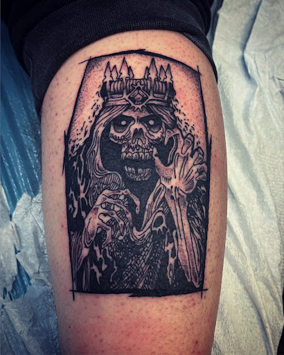 Explore military sleeve tattoo ideas, creative tattoo ideas in Madera, available at Sea Wolf Tattoo