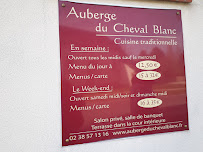 Menu / carte de Auberge du Cheval Blanc à Sully-la-Chapelle