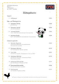 Menu du Buffet-Center China Vietnam Restaurant à Anklam