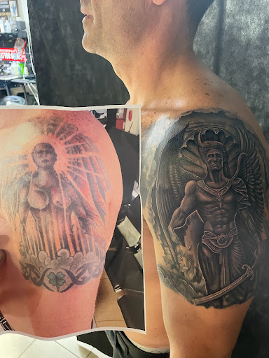 Explore tattoo name ideas for men, creative tattoo ideas in Sarasota, available at SEVEN SINS Tattoo Studio