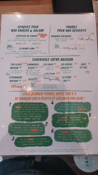 Carte du Burger Theory - restaurant végétal à Paris