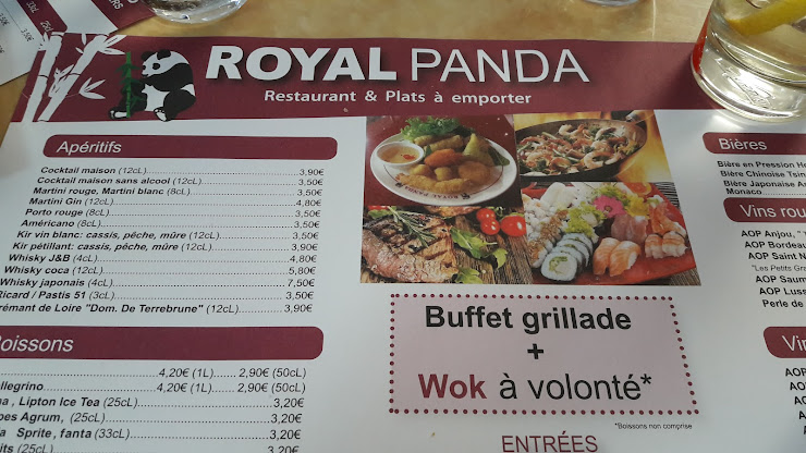 menu du Restaurant chinois Royal Panda à Angers
