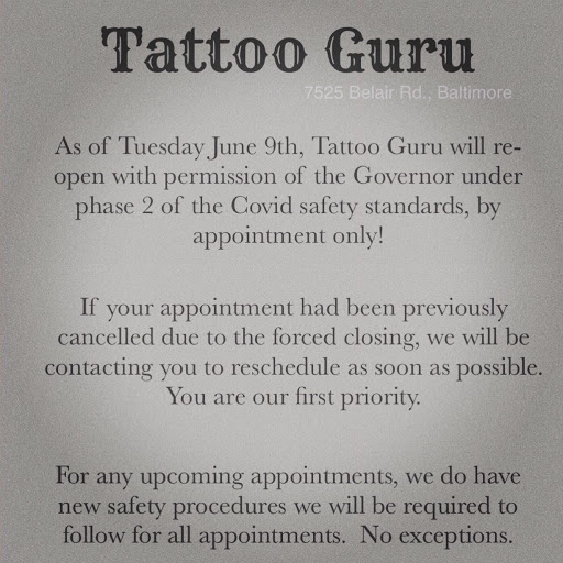 Tattoo Shop «Tattoo Guru», reviews and photos, 7525 Belair Rd, Baltimore, MD 21236, USA