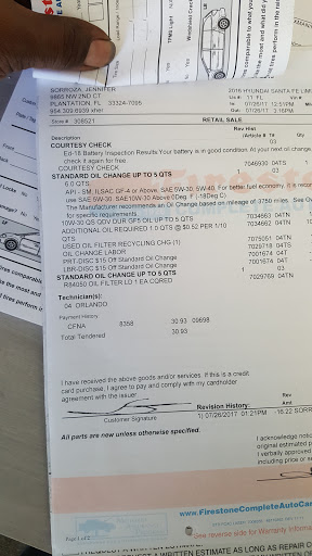 Tire Shop «Firestone Complete Auto Care», reviews and photos, 9000 Cleary Blvd, Plantation, FL 33324, USA