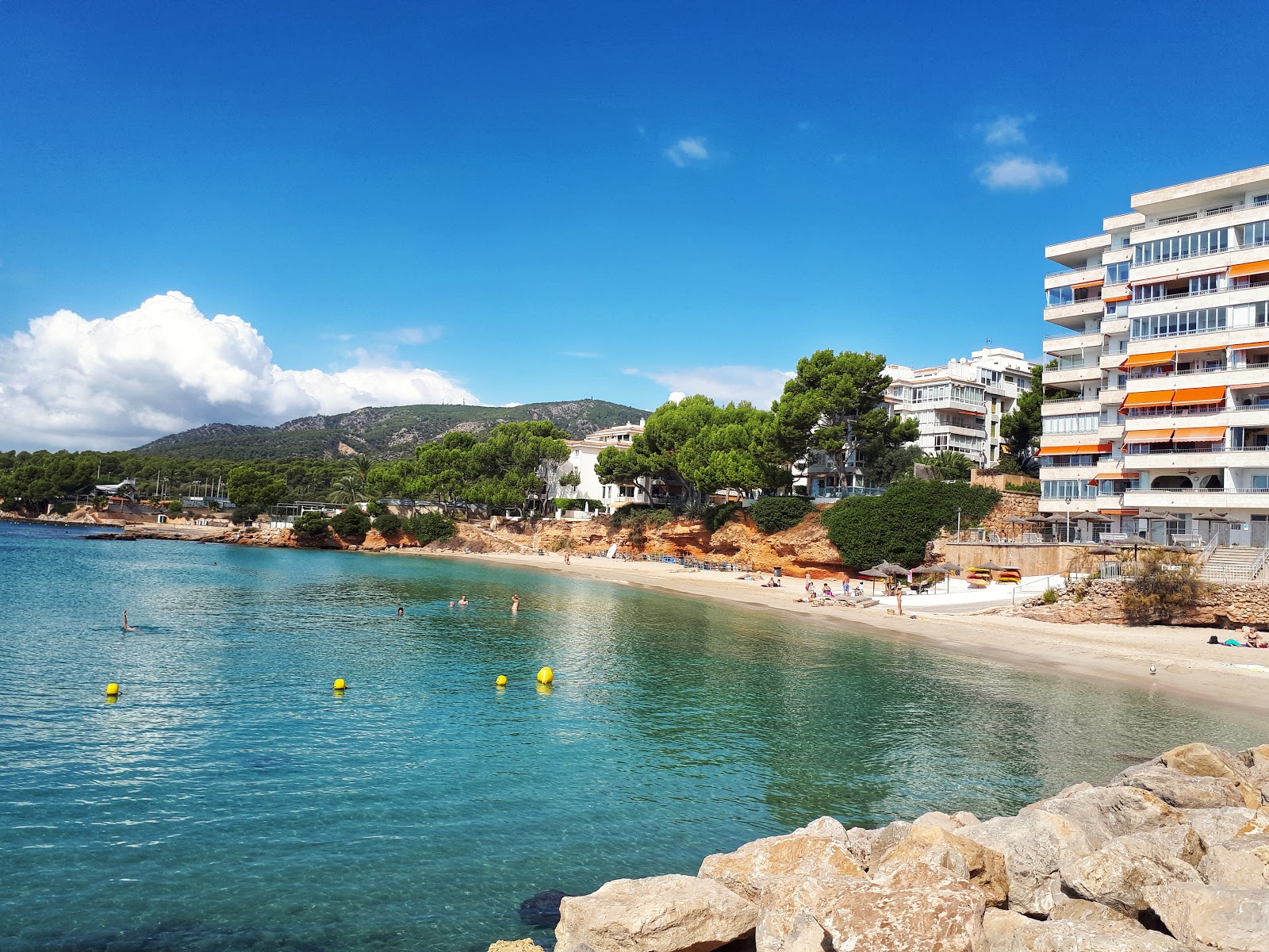 Foto von Playa Punta Portals mit feiner beiger sand Oberfläche
