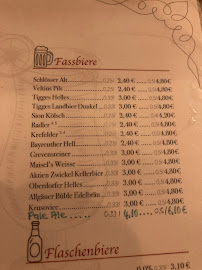 Restaurant Tigges à Düsseldorf (le menu)