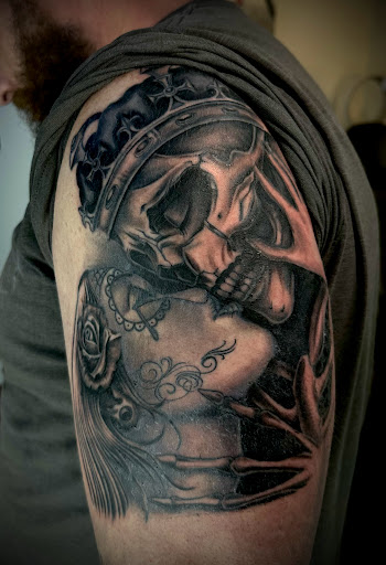Explore 1 4 sleeve tattoo ideas, creative tattoo ideas in Henrico, available at Ink Therapy Tattoo Lounge